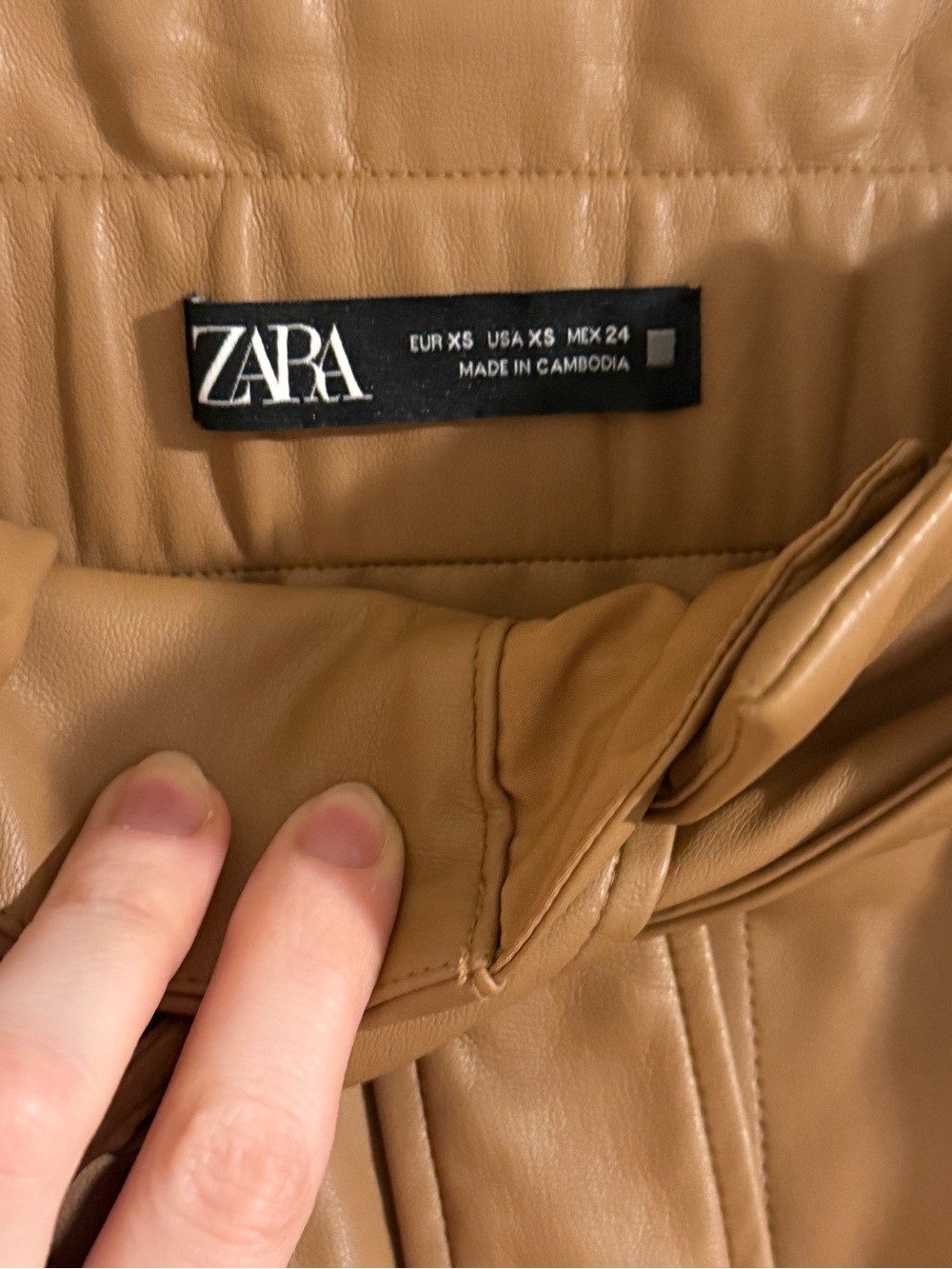 Zara Camel Faux Leather High-Waist Skirt - Picture 6 of 8